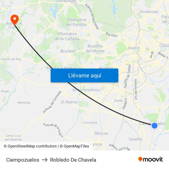 Ciempozuelos to Robledo De Chavela map