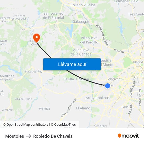 Móstoles to Robledo De Chavela map