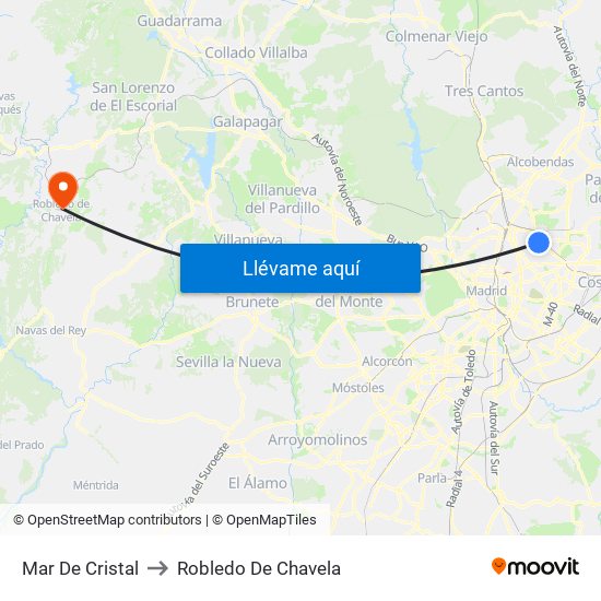 Mar De Cristal to Robledo De Chavela map