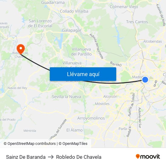 Sainz De Baranda to Robledo De Chavela map