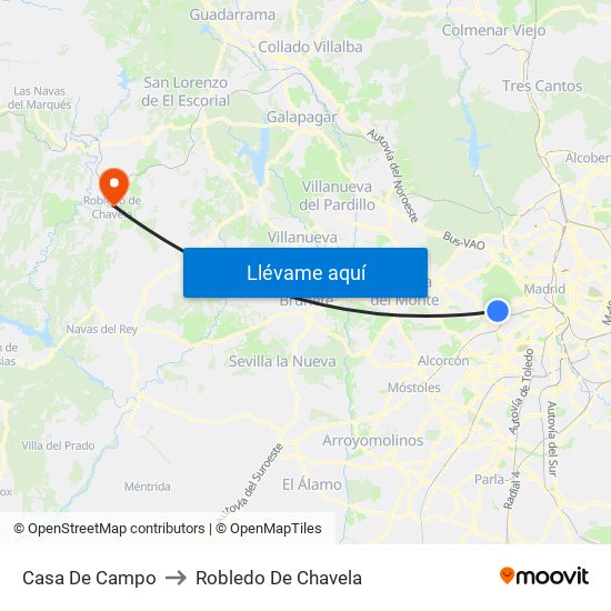 Casa De Campo to Robledo De Chavela map