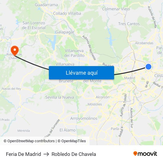 Feria De Madrid to Robledo De Chavela map