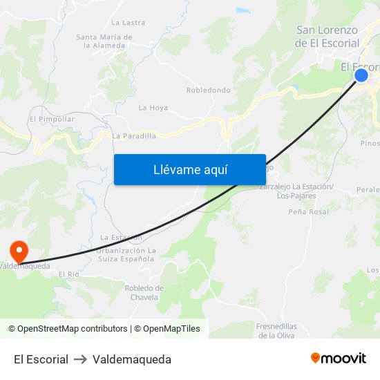 El Escorial to Valdemaqueda map