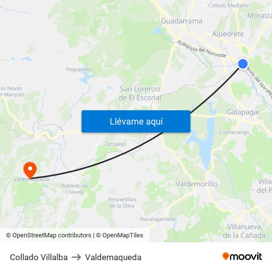 Collado Villalba to Valdemaqueda map