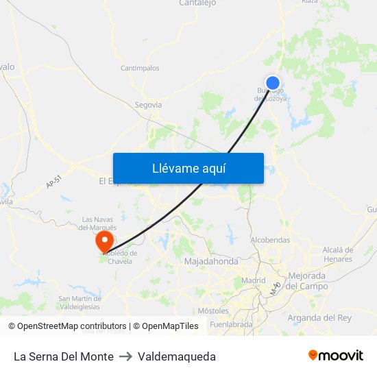La Serna Del Monte to Valdemaqueda map