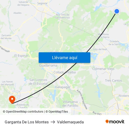 Garganta De Los Montes to Valdemaqueda map