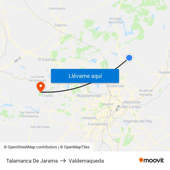Talamanca De Jarama to Valdemaqueda map