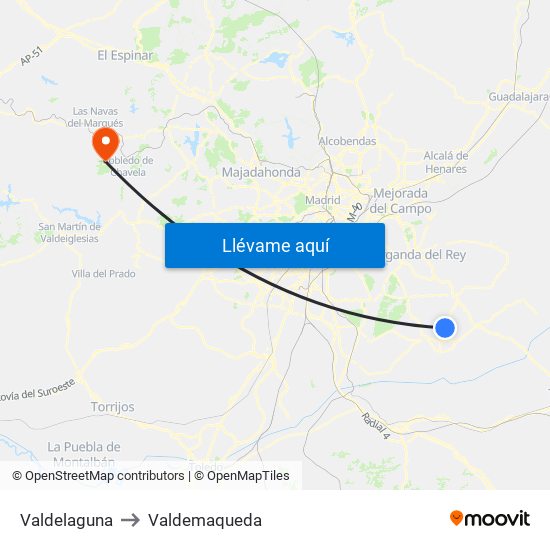 Valdelaguna to Valdemaqueda map