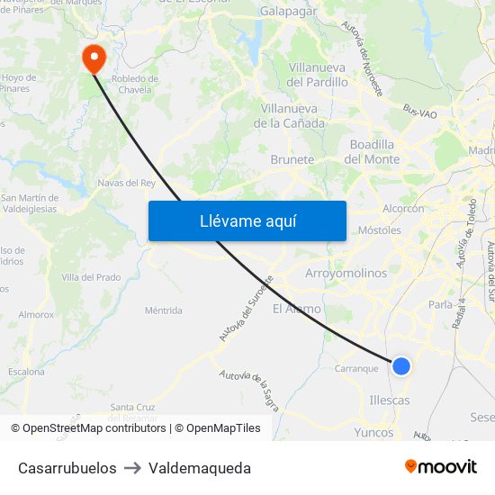 Casarrubuelos to Valdemaqueda map
