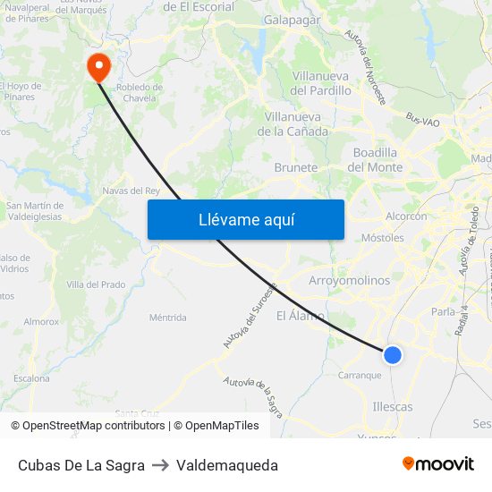Cubas De La Sagra to Valdemaqueda map