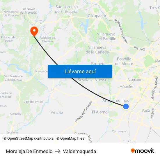 Moraleja De Enmedio to Valdemaqueda map