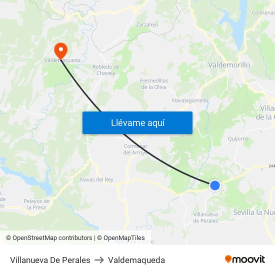 Villanueva De Perales to Valdemaqueda map
