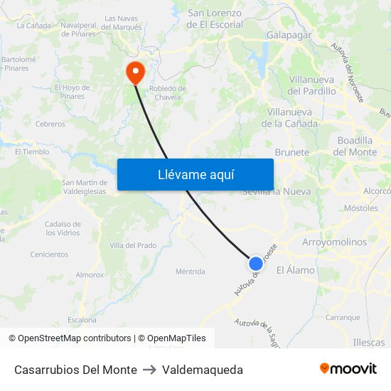 Casarrubios Del Monte to Valdemaqueda map