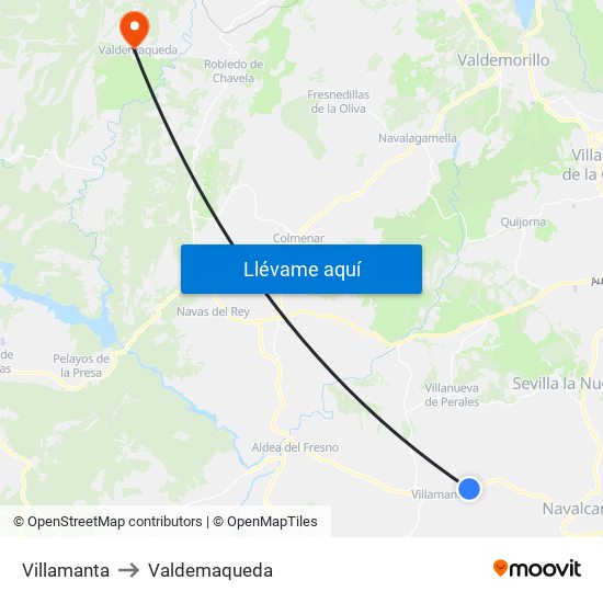 Villamanta to Valdemaqueda map