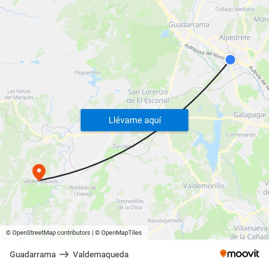 Guadarrama to Valdemaqueda map