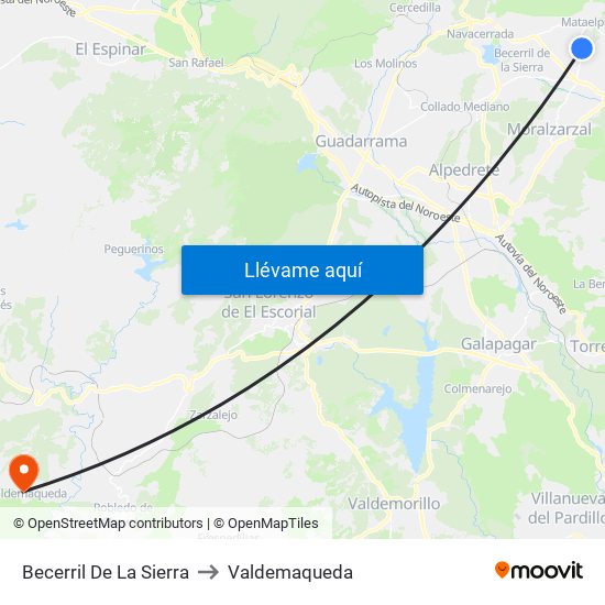 Becerril De La Sierra to Valdemaqueda map