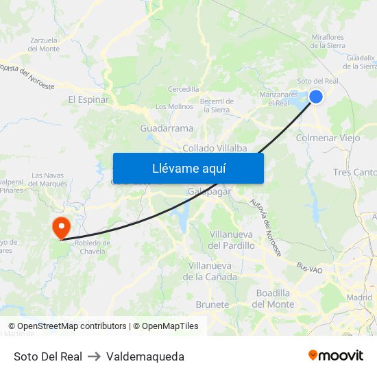Soto Del Real to Valdemaqueda map