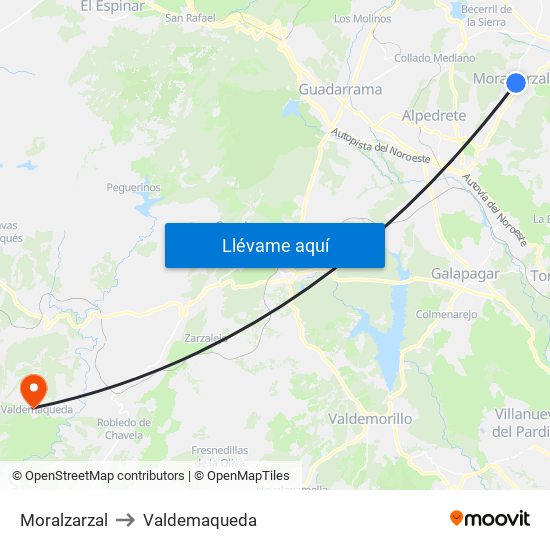 Moralzarzal to Valdemaqueda map