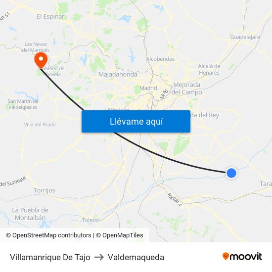 Villamanrique De Tajo to Valdemaqueda map