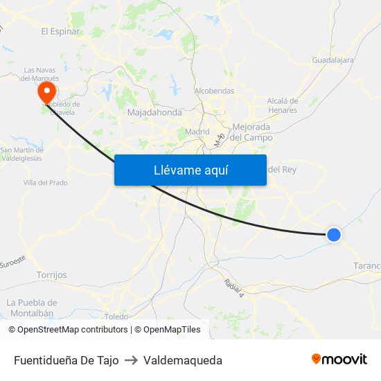 Fuentidueña De Tajo to Valdemaqueda map