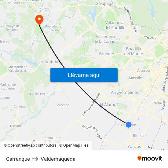 Carranque to Valdemaqueda map