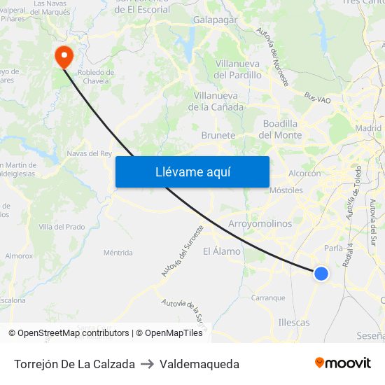Torrejón De La Calzada to Valdemaqueda map