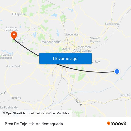 Brea De Tajo to Valdemaqueda map