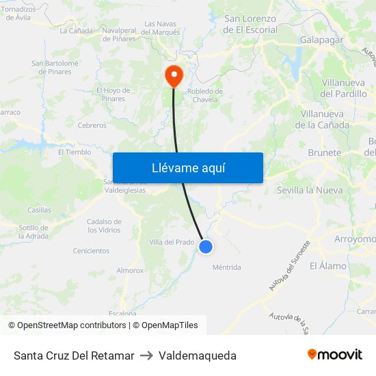 Santa Cruz Del Retamar to Valdemaqueda map