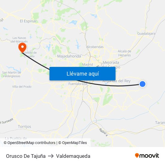 Orusco De Tajuña to Valdemaqueda map