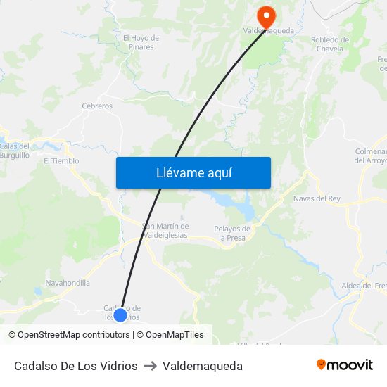 Cadalso De Los Vidrios to Valdemaqueda map