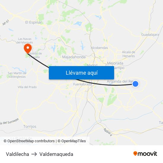 Valdilecha to Valdemaqueda map