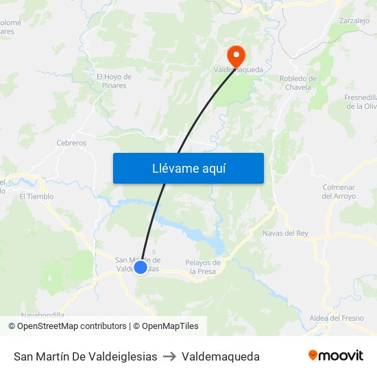San Martín De Valdeiglesias to Valdemaqueda map