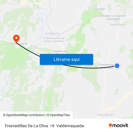 Fresnedillas De La Oliva to Valdemaqueda map