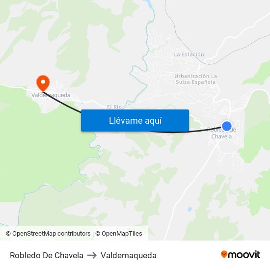 Robledo De Chavela to Valdemaqueda map