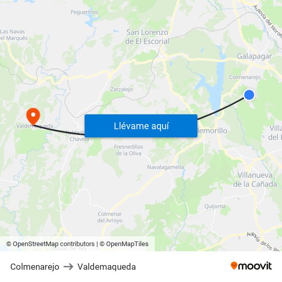 Colmenarejo to Valdemaqueda map