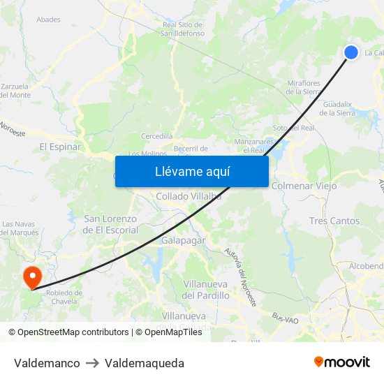 Valdemanco to Valdemaqueda map