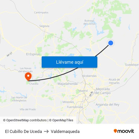 El Cubillo De Uceda to Valdemaqueda map