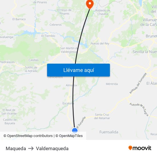 Maqueda to Valdemaqueda map