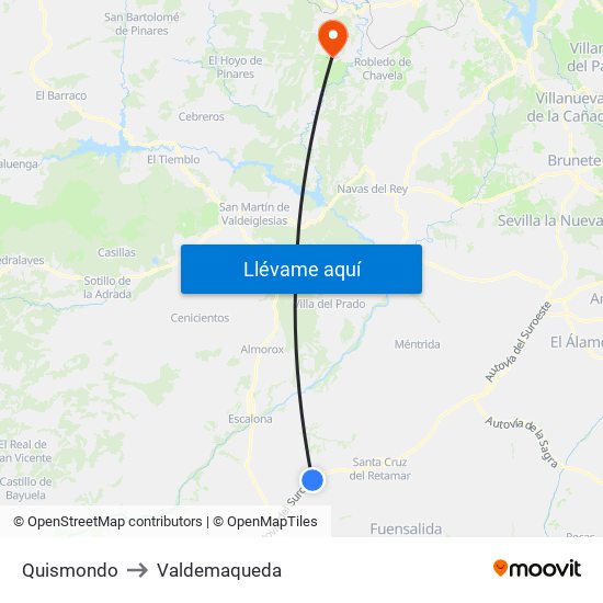 Quismondo to Valdemaqueda map