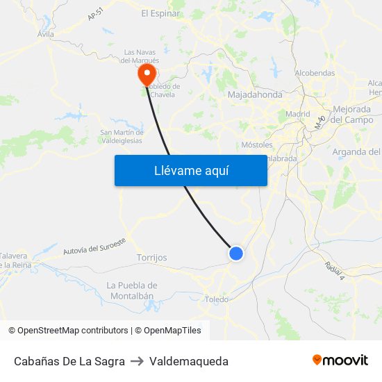 Cabañas De La Sagra to Valdemaqueda map