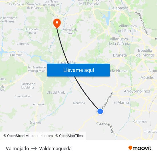 Valmojado to Valdemaqueda map