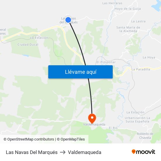 Las Navas Del Marqués to Valdemaqueda map