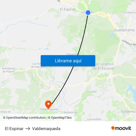 El Espinar to Valdemaqueda map
