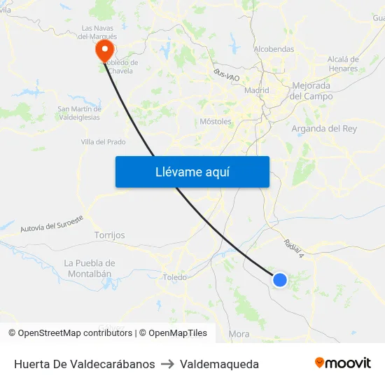 Huerta De Valdecarábanos to Valdemaqueda map
