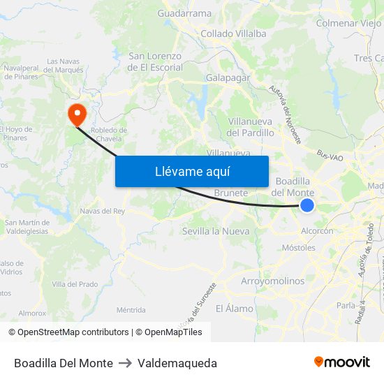 Boadilla Del Monte to Valdemaqueda map