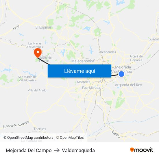 Mejorada Del Campo to Valdemaqueda map