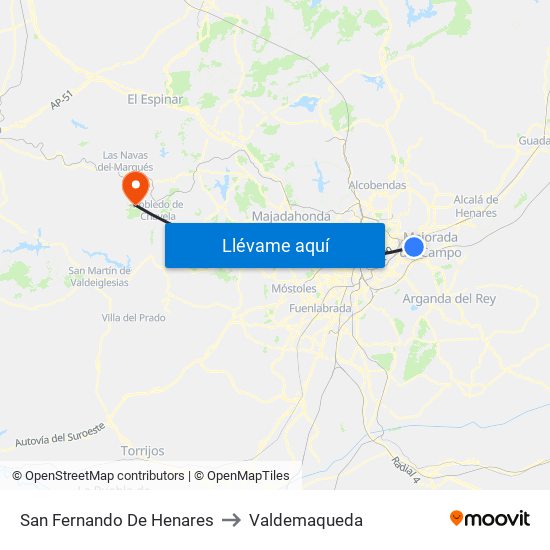 San Fernando De Henares to Valdemaqueda map