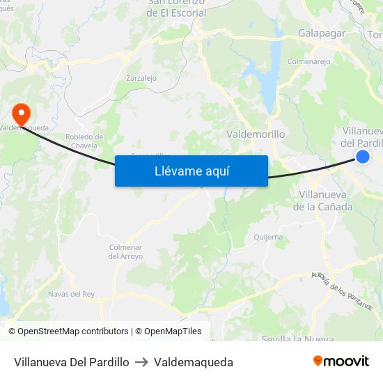 Villanueva Del Pardillo to Valdemaqueda map