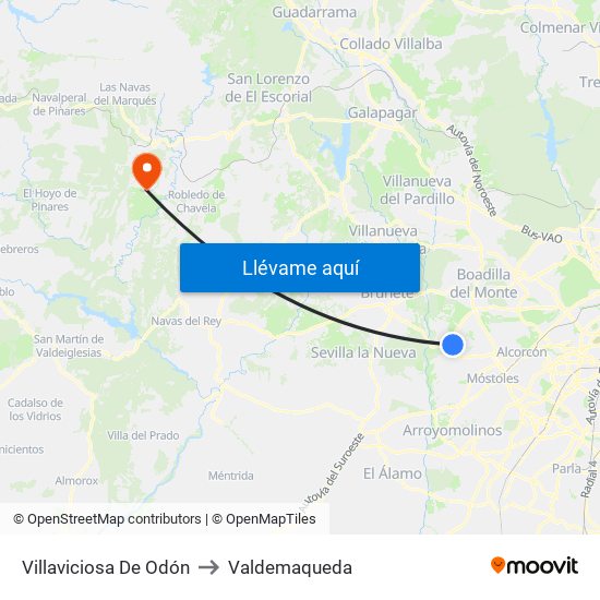 Villaviciosa De Odón to Valdemaqueda map
