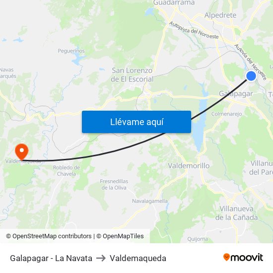 Galapagar - La Navata to Valdemaqueda map